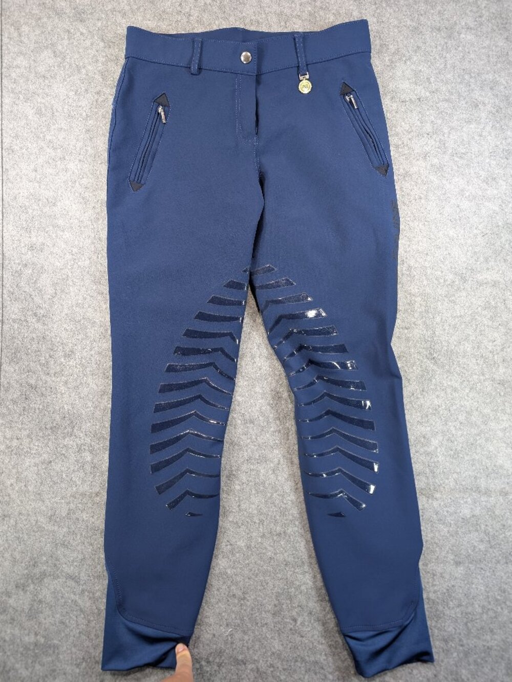 Premier Equine Navy Blue Silicone Knee Patch Riding Breeches Equestrian Pants 28